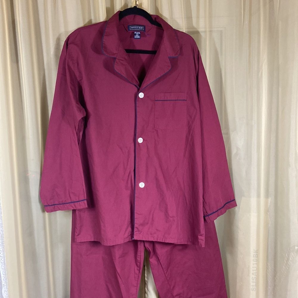 SAVILE ROW MEN PIJAMAS TOW PICES COLOR BURGUNDY SIZE L